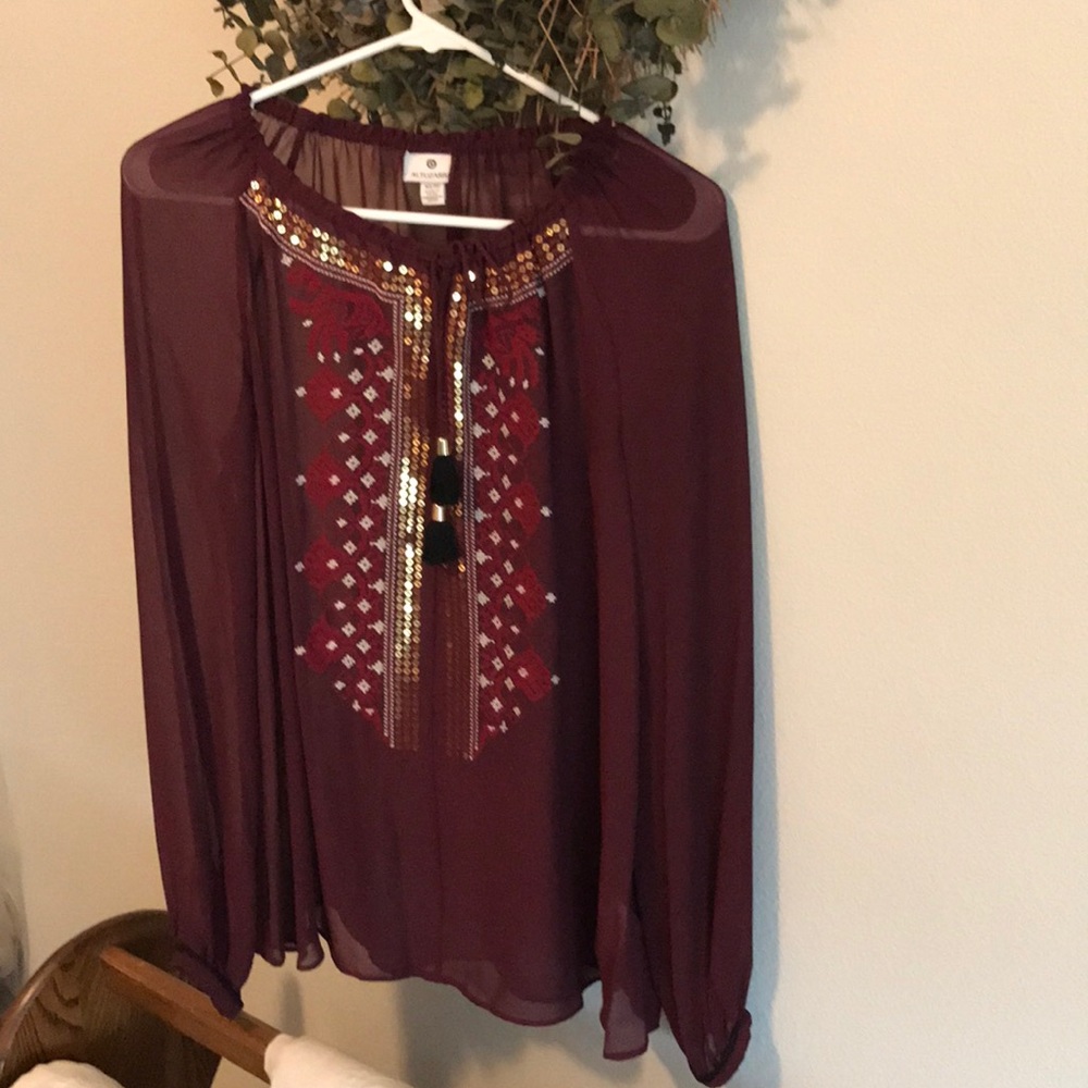 Red Blouse with gold detail